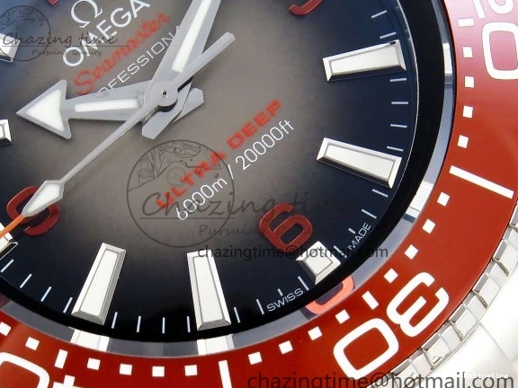 0219 SEAMASTER PLANET OCEAN 6000M ULTRA DEEP 45.5MM SS TF 1:1 BEST EDITION GRAY DIAL ORANGE BEZEL ON SS BRACELET A WellDesigned 7757